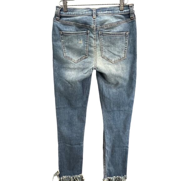 Free People Great Heights Jeans Womens 26 Blue Frayed Skinny Distressed Stretch - Picture 3 of 13